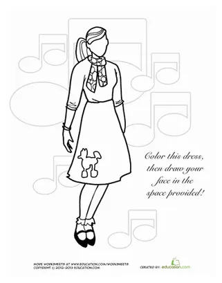 Poodle skirt coloring page