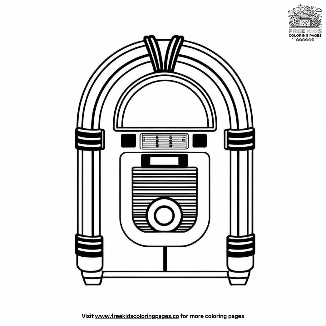Retro jukebox jive coloring pages