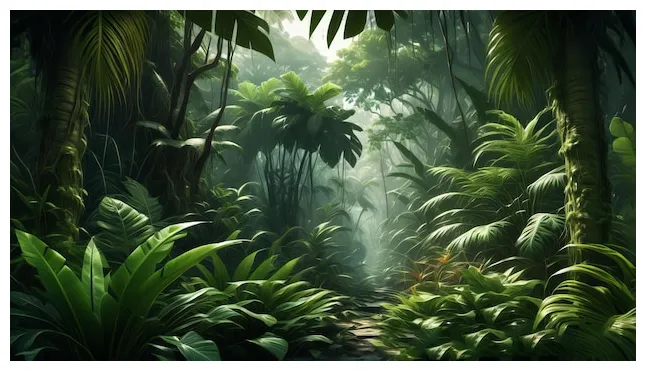 Premium lush jungle with tall trees and green foliage