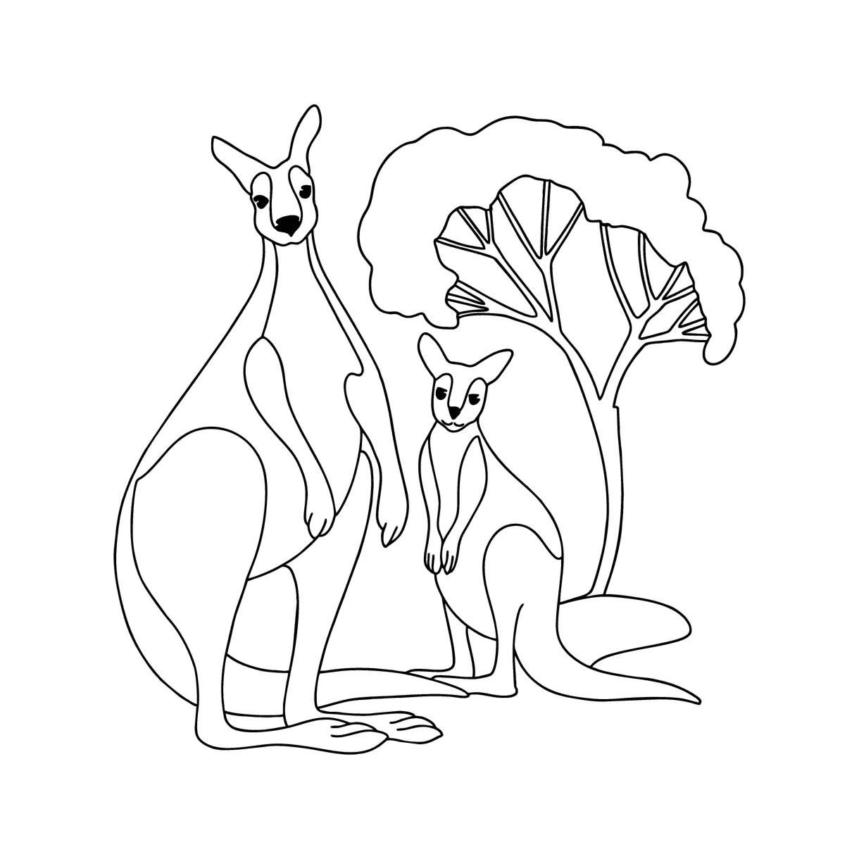 Kangaroo with baby colouring page ♥ online and print for free!