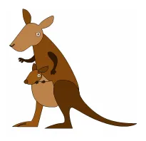 🎨Kangaroo with baby in pouch | Free Online Coloring Page