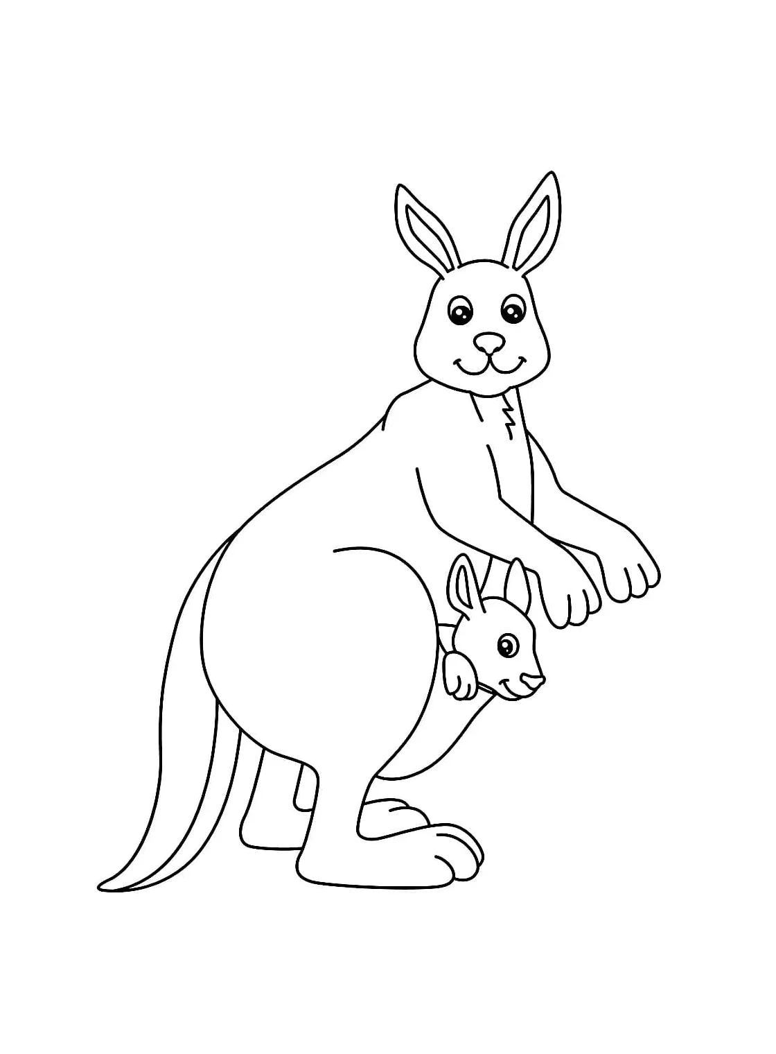 Happy Mother and Baby Kangaroo coloring page - Download, Print or Color