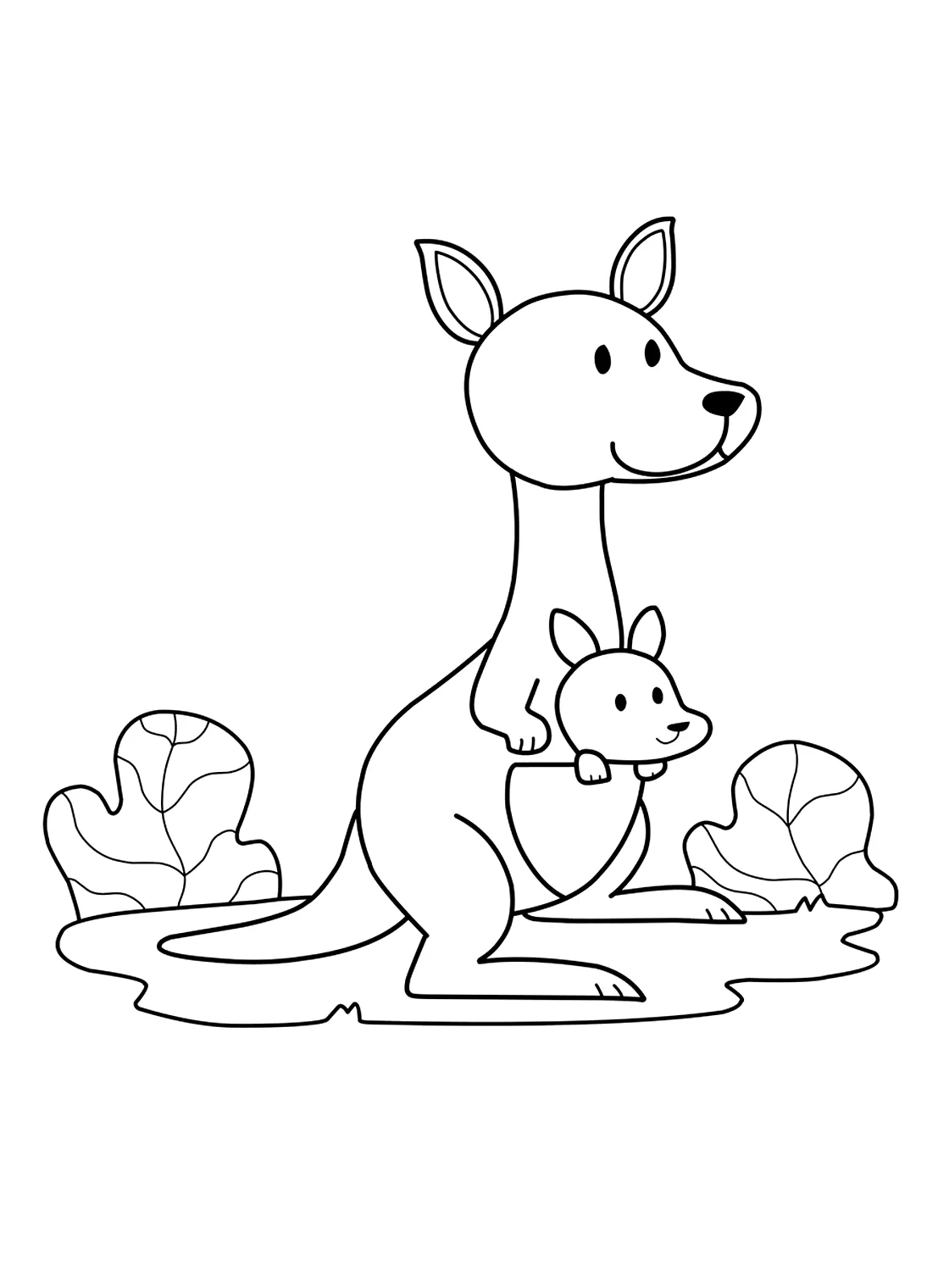 Cartoon Baby Kangaroo Coloring Page - Free Printable Coloring Pages