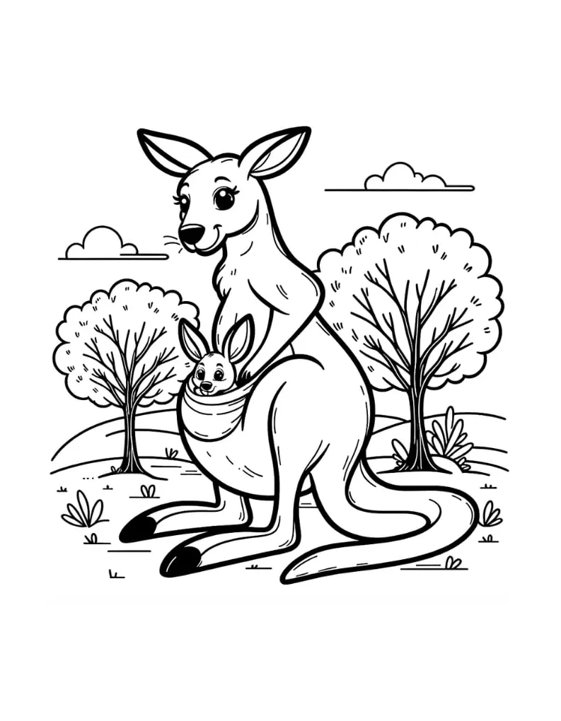 Free Kangaroo Coloring Pages For Kids