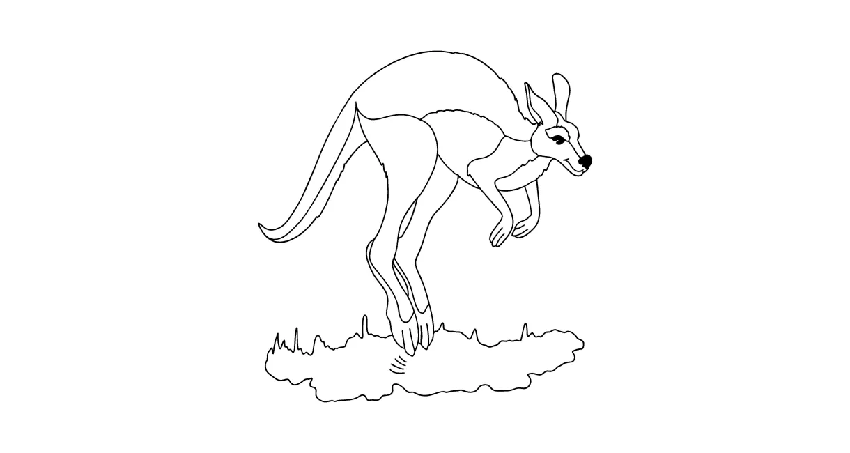 Jumping kangaroo colouring page ♥ online and print for free!
