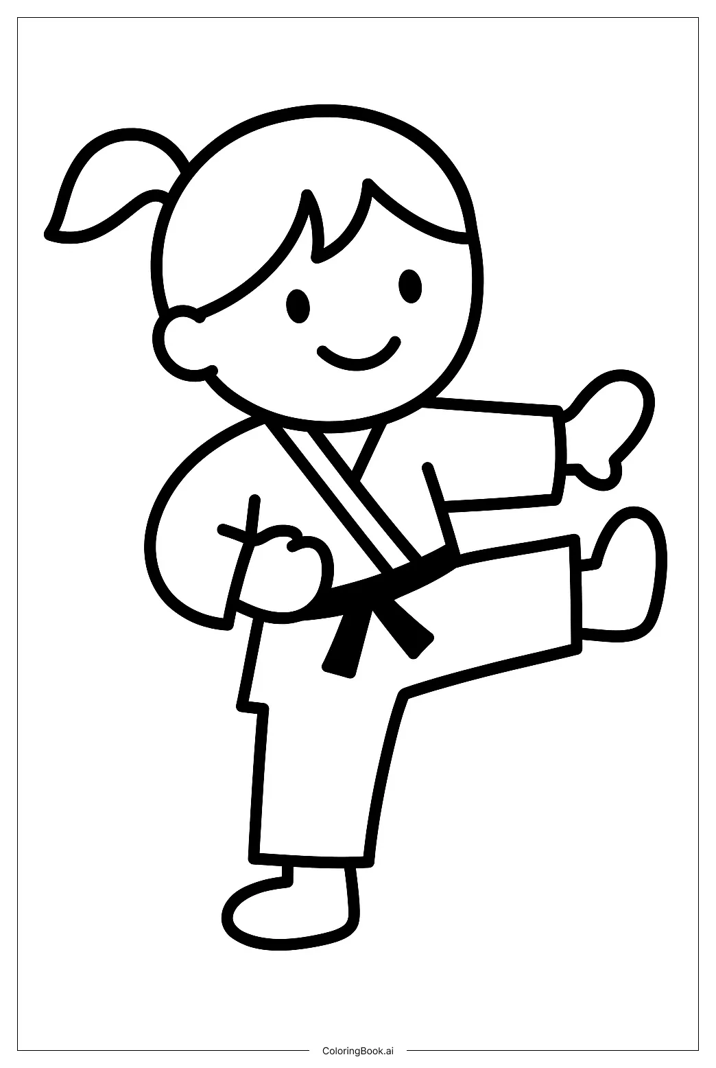 Easy karate kicking pose coloring page free pdf&png printable