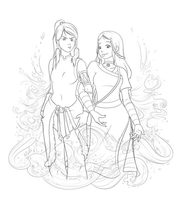 Korra And Katara Coloring Page : Color Luna | Coloring pages, Coloring