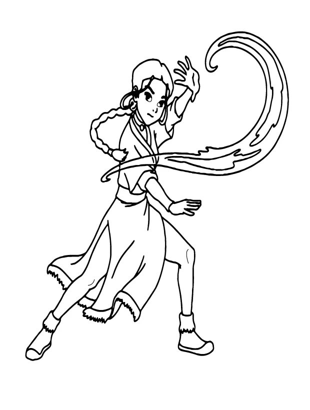 Katara Waterbending Technique coloring page | Coloring pages, Katara, Color