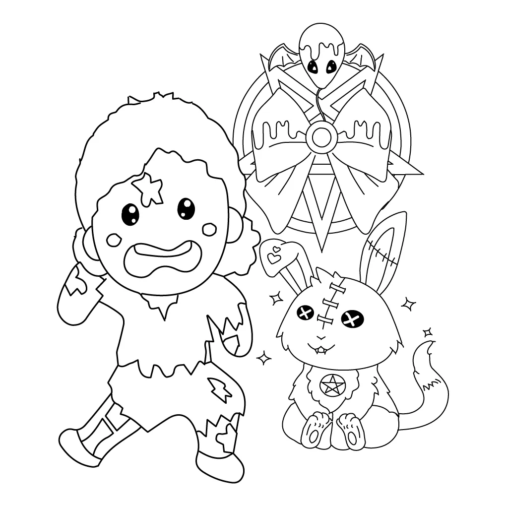 Kawaii character printable coloring page