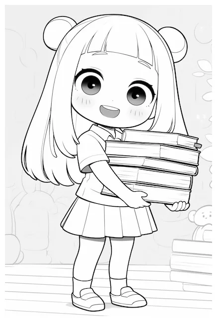 Premium kawaii cute character coloring page