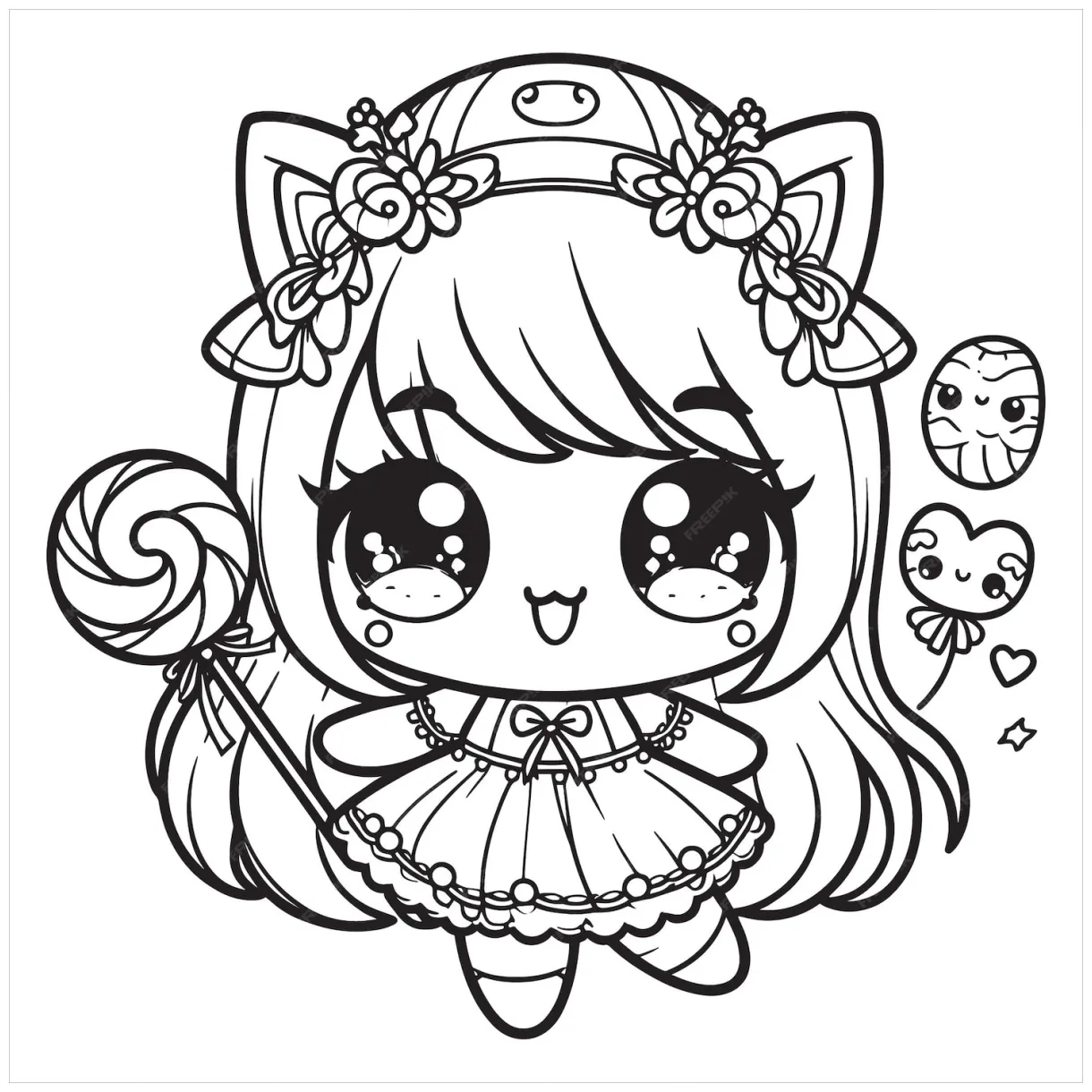 Premium vector cute kawaii coloring pages kawaii coloring character