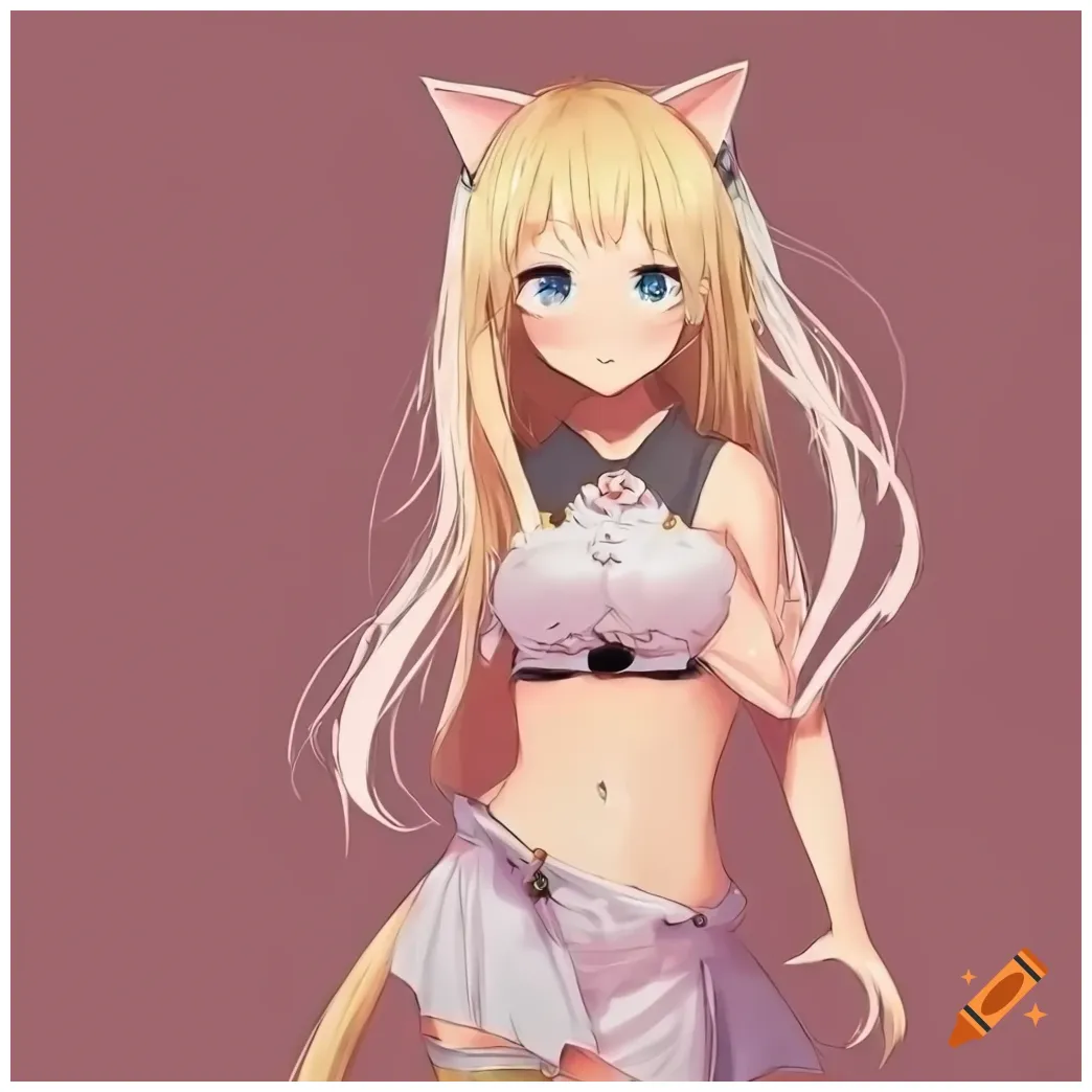 Caucasian blonde woman in anime-style koneko toujou outfit on craiyon