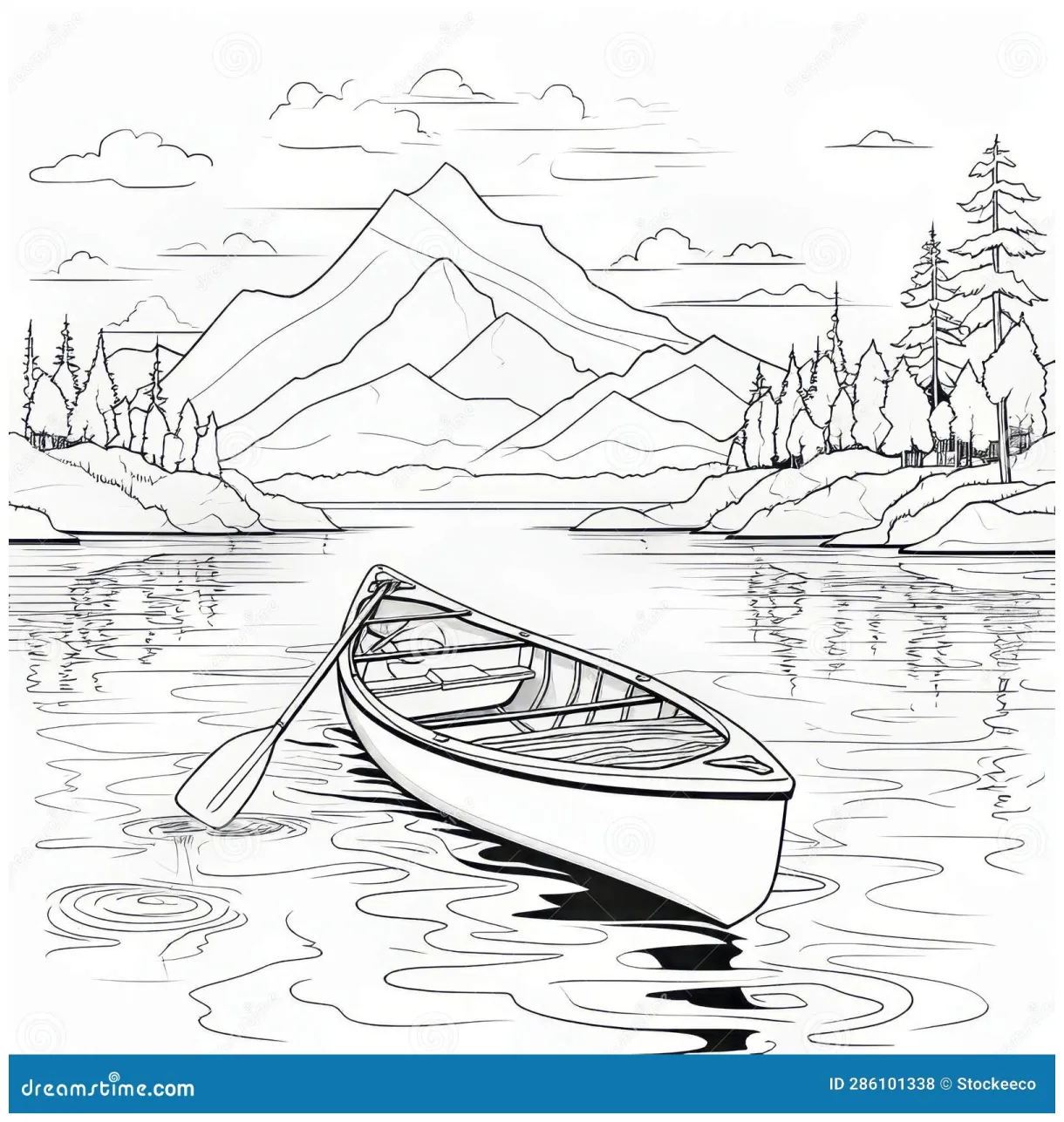 Kayak Coloring Page For Kids Vector Illustration | CartoonDealer.com
