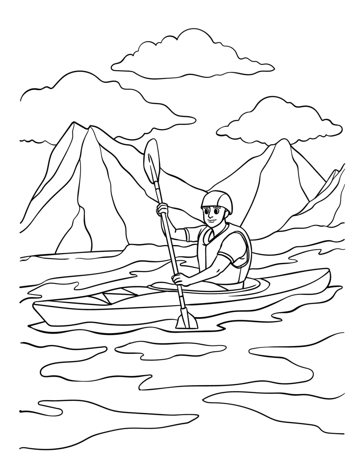 Kayak Coloring Page for Kids 13801459 Vector Art at Vecteezy