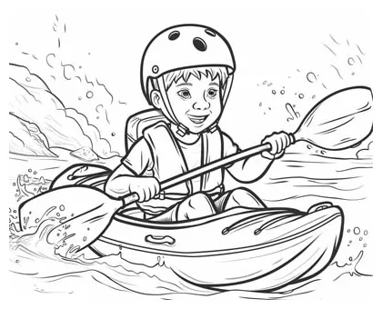 Kayaking Coloring Pages