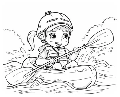 Kayaking coloring pages