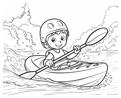 Kayaking coloring pages