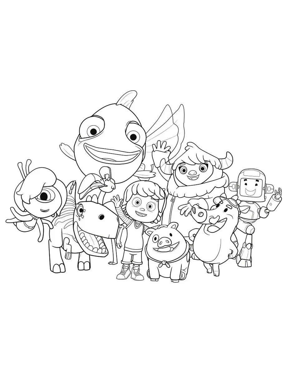 Kazoops characters coloring page
