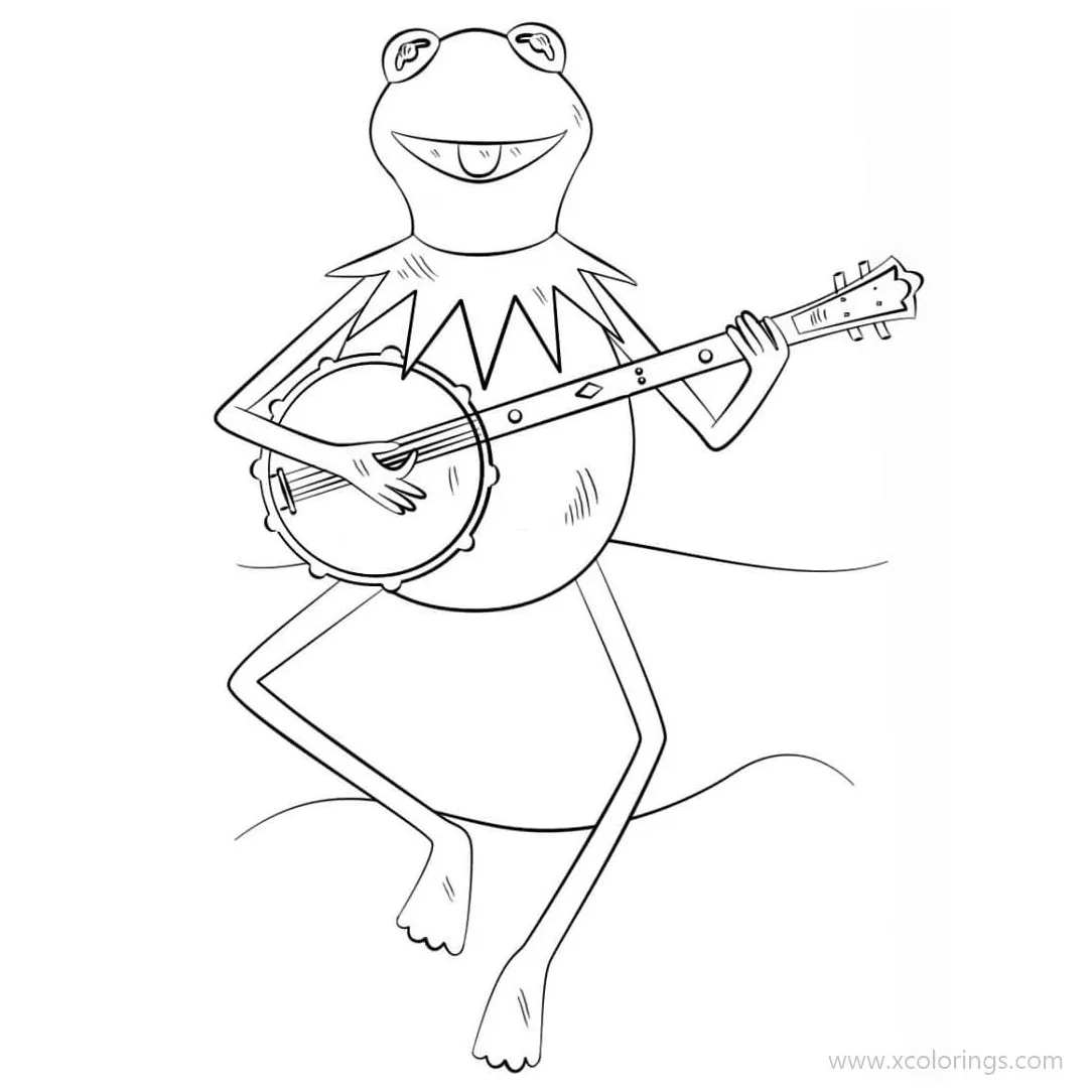 Muppets coloring pages kermit the frog playing banjo xcolorings printable coloring page