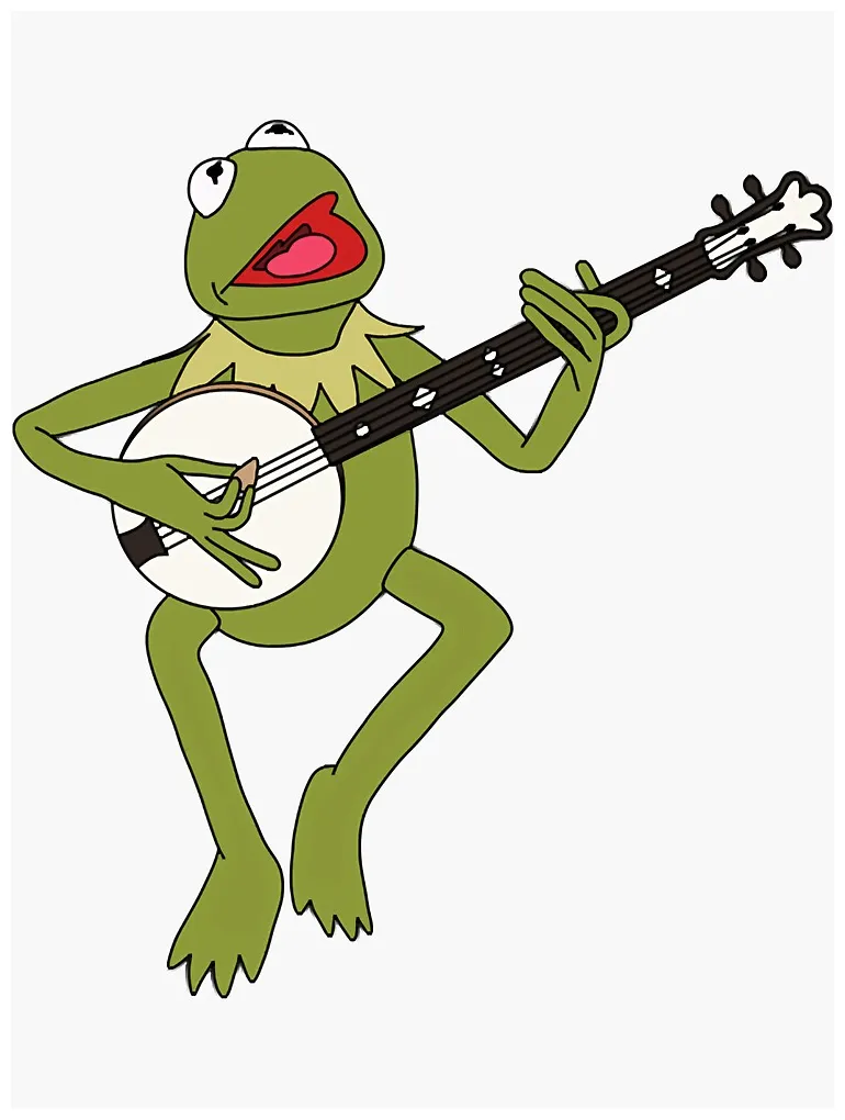 "kermit playing the banjo classic" sticker for sale by melitamzsa