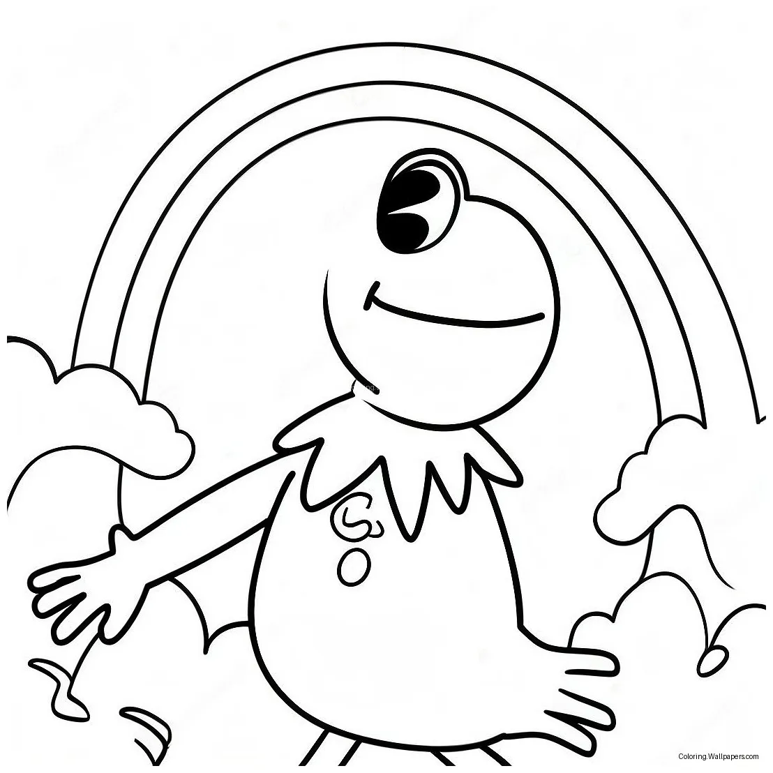 Kermit Singing In A Rainbow Coloring Page (54894-43442)