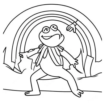 Kermit Singing In A Rainbow Coloring Page (54894-43441)