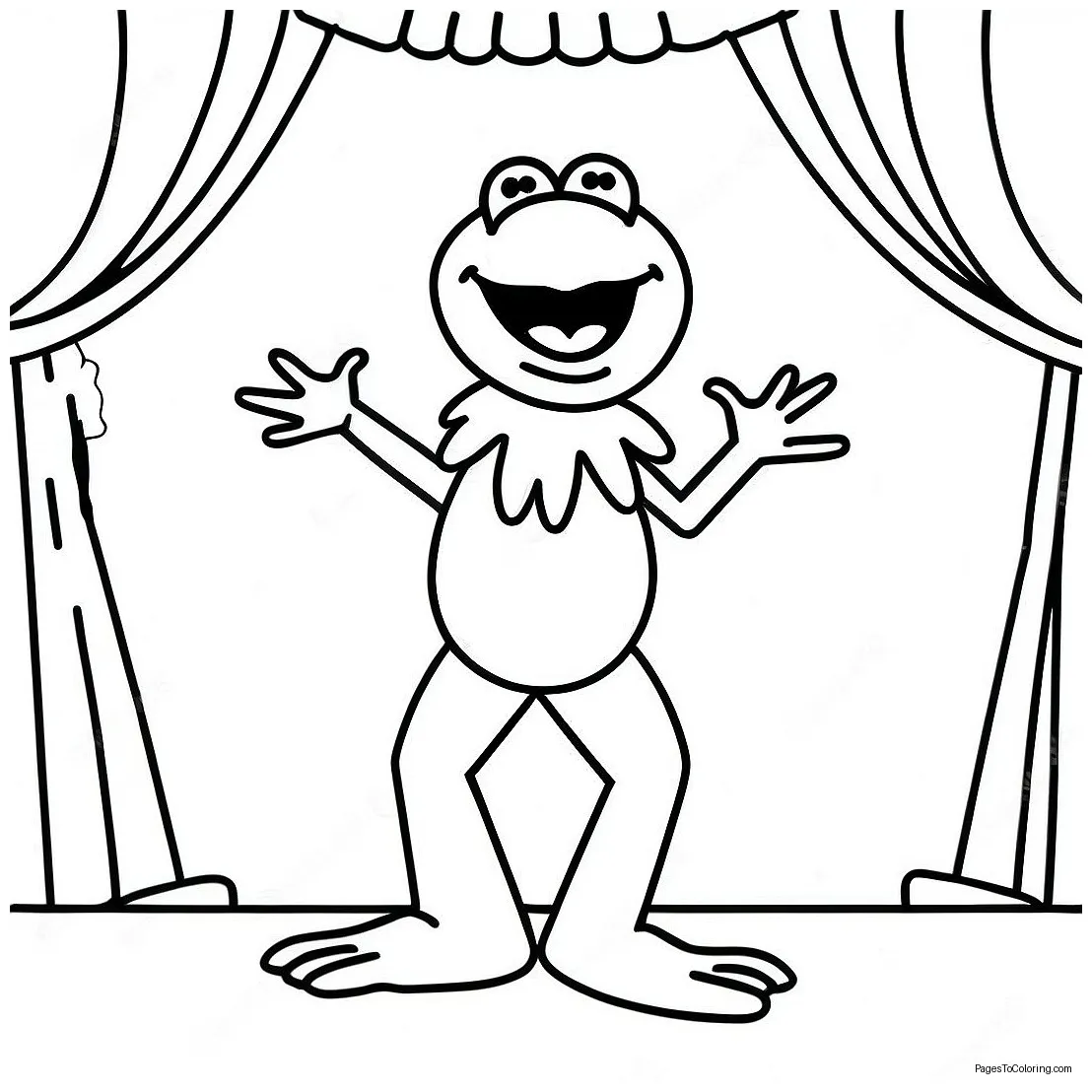 Kermit Singing On Stage Coloring Page (54893-44240)