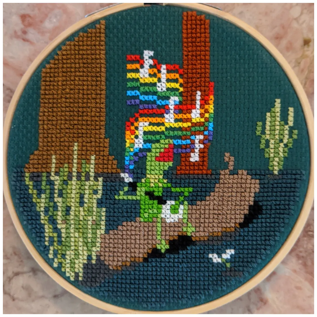 5" Kermit Singing Rainbow Connection (the Muppet Movie) Cross Stitch