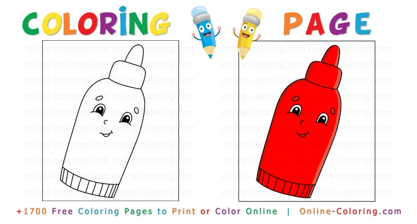 🎨cartoon ketchup bottle free online coloring page