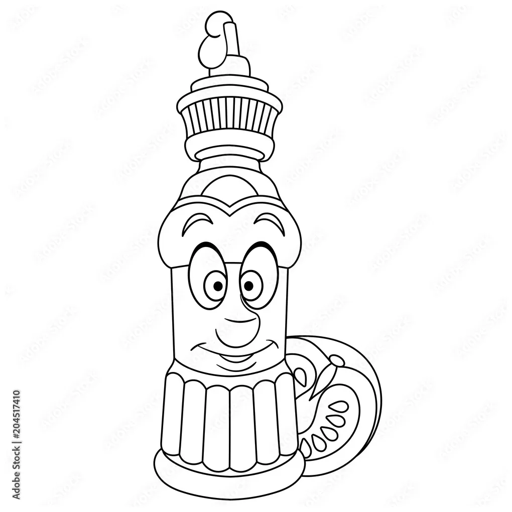 Coloring book. coloring page. colouring picture. tomato ketchup bottle