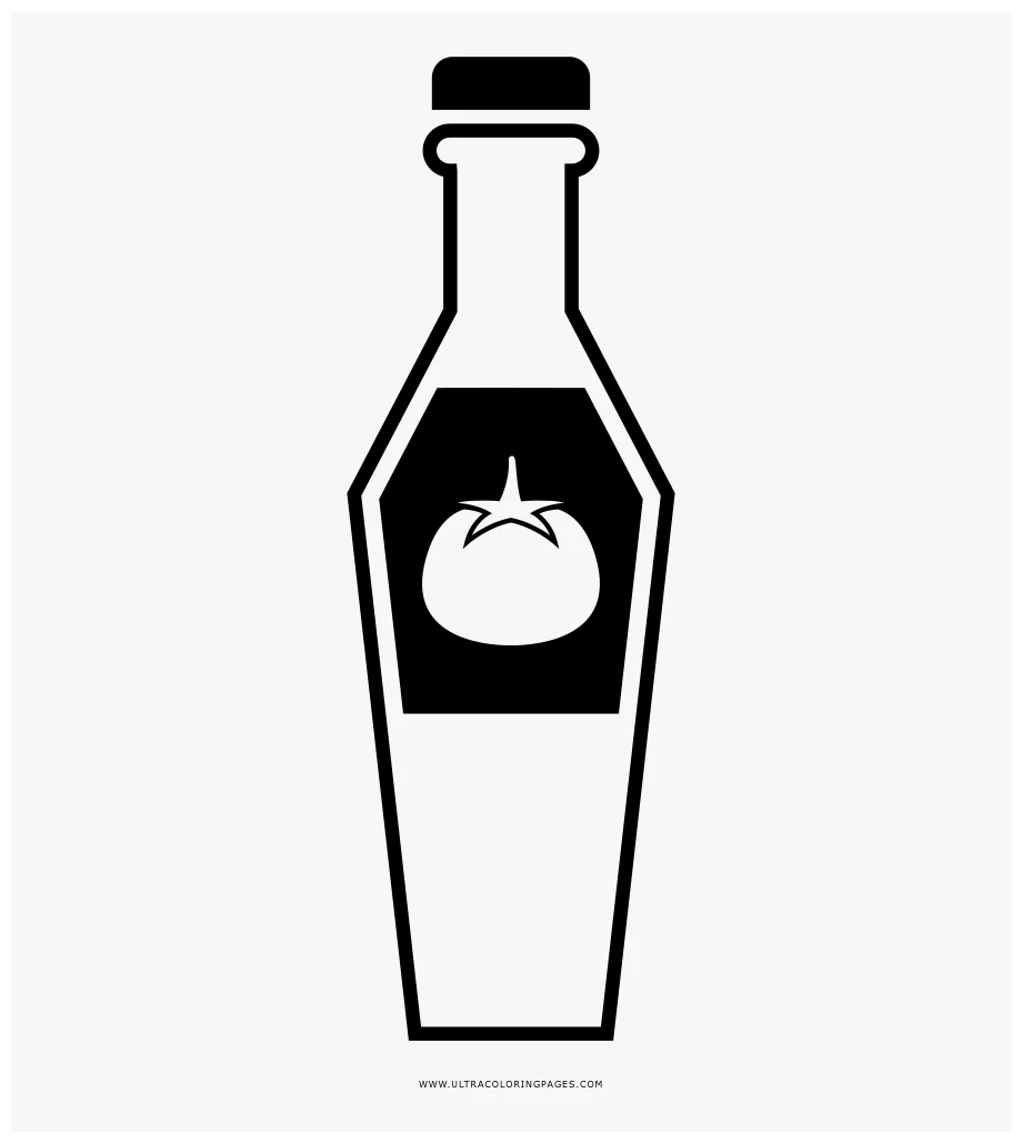 Ketchup coloring page glass bottle , free transparent clipart
