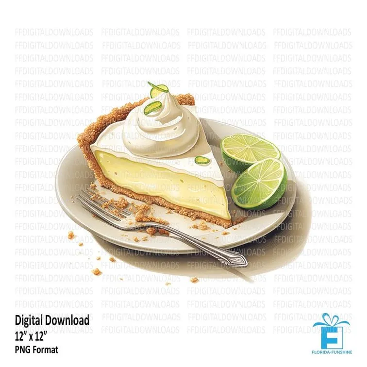 Key Lime Pie Clipart, Key Lime Pie Png, Watercolor Key Lime Pie