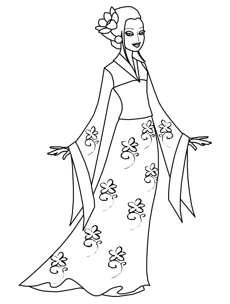Kimono japan coloring pages & coloring book