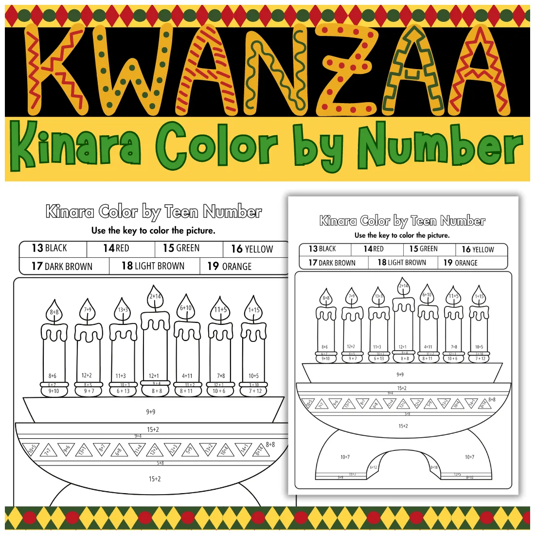 Kinara color by teen number kwanza coloring pages kinara coloring