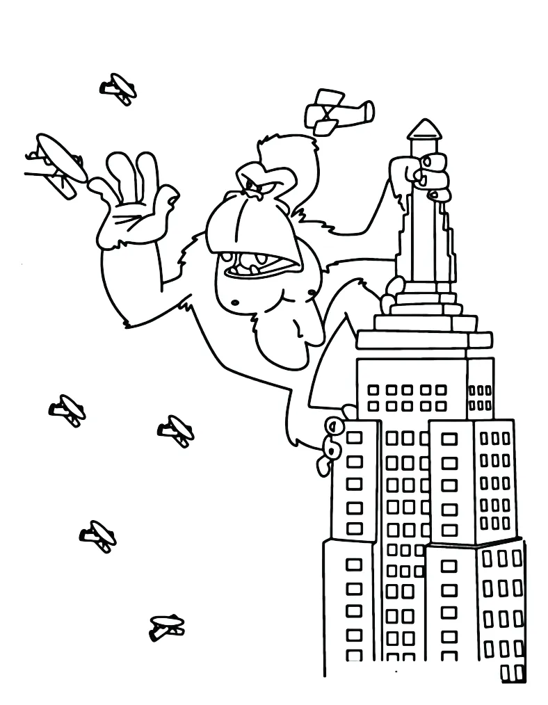 Cute king kong coloring page free printable coloring pages