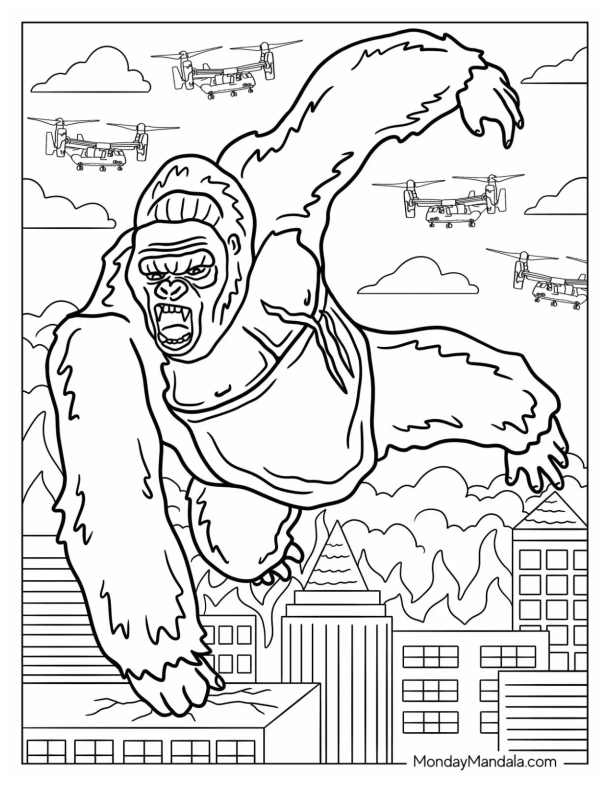 Fun king kong coloring pages print & color! free coloring pages to