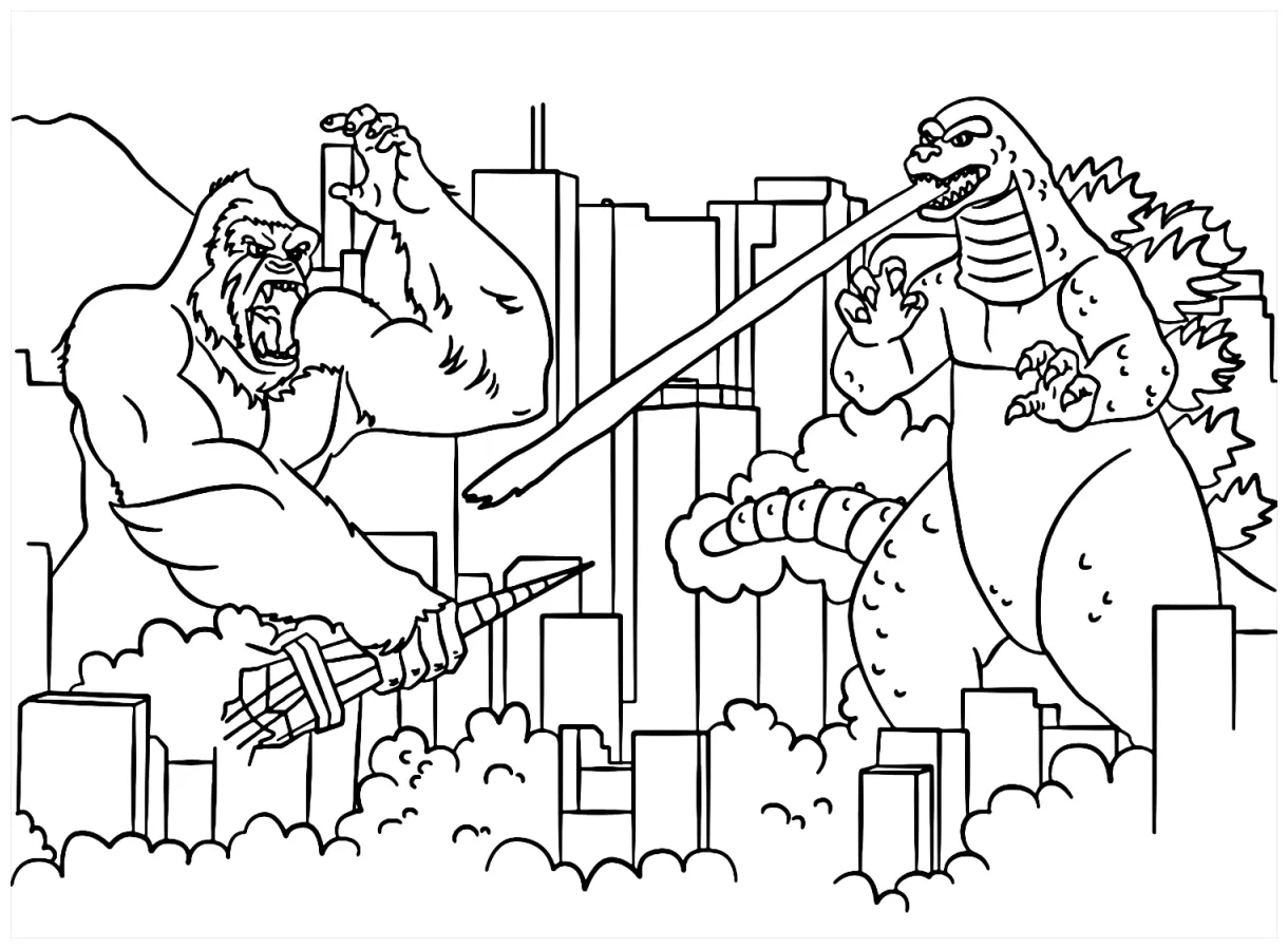 King kong vs godzilla coloring page coloring page free printable