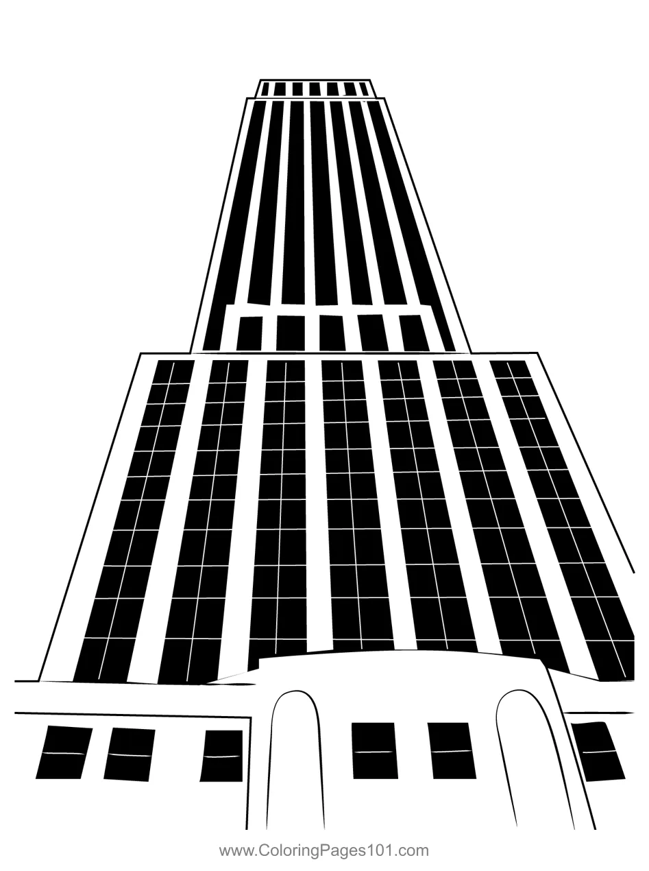 Empire state building coloring page for kids free skyscrapers