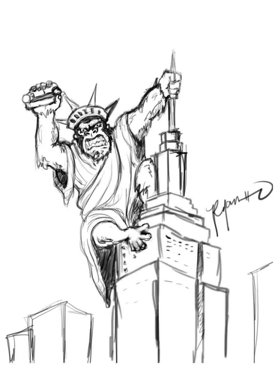 King kong empire state building drawing