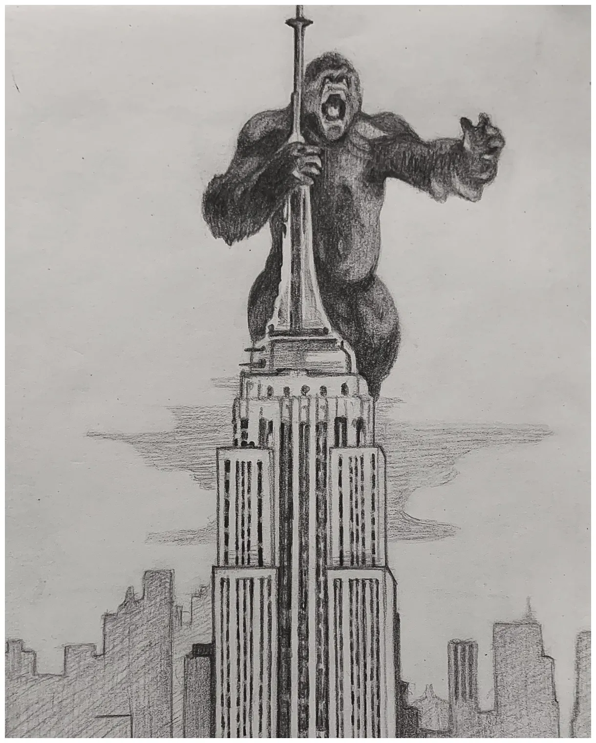 King kong empire state building drawing