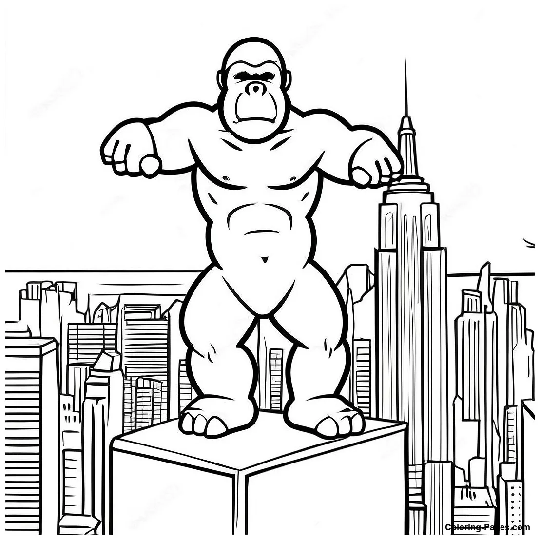 King kong on top of the empire state building coloring page coloring