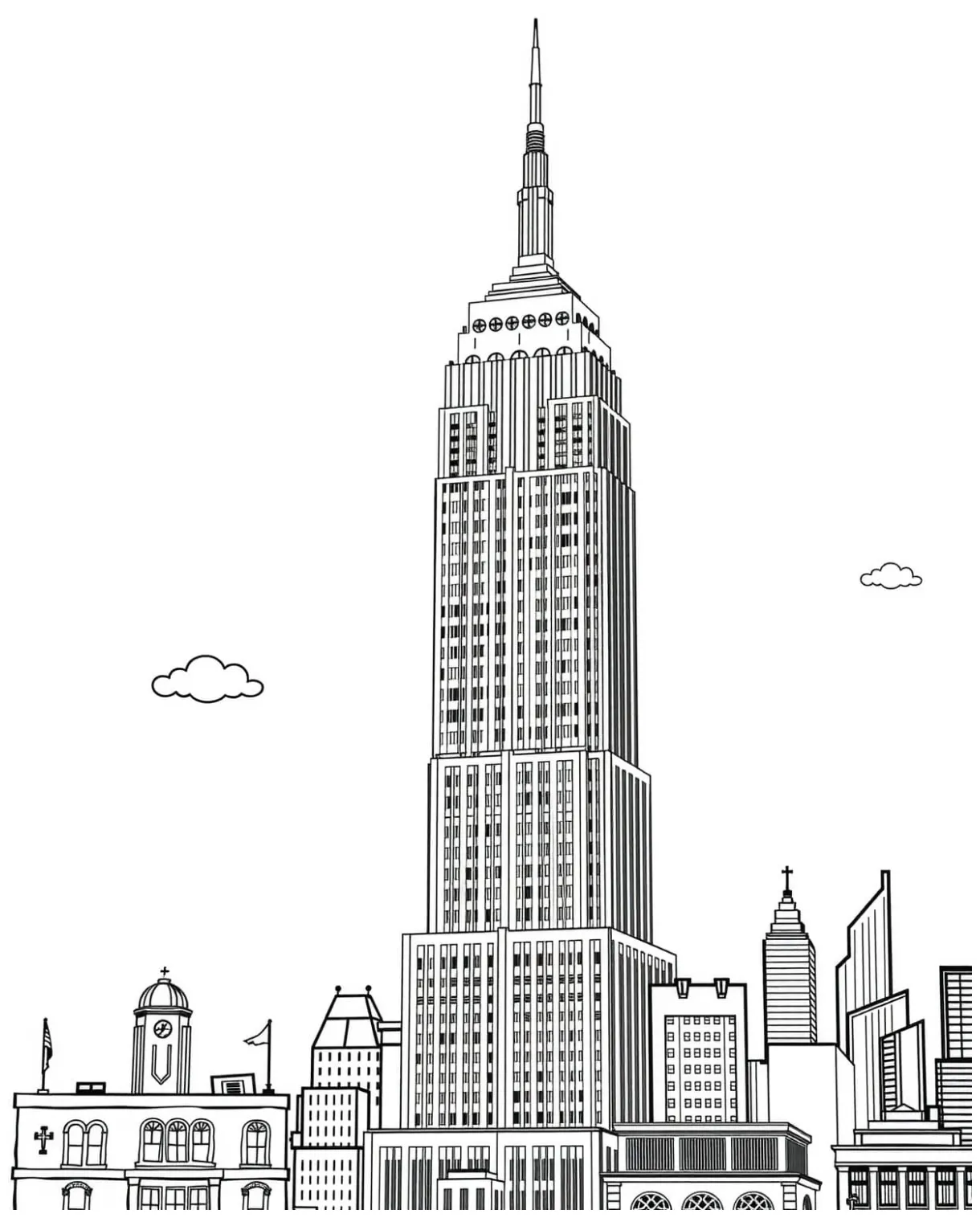 Empire state building coloring page free printable for all ages