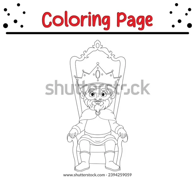 King sitting throne coloring page stock vector