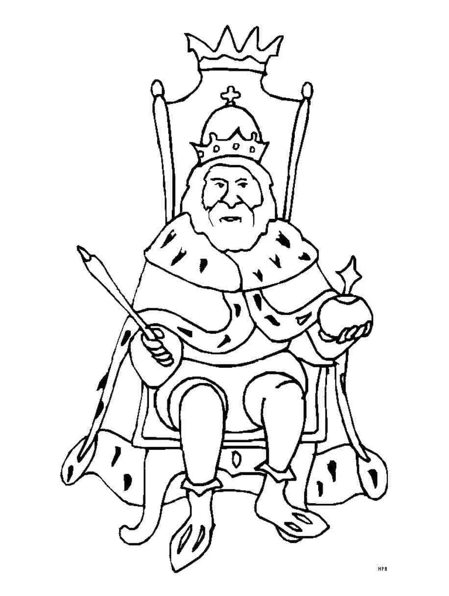 King is sitting on throne coloring page download, print or color