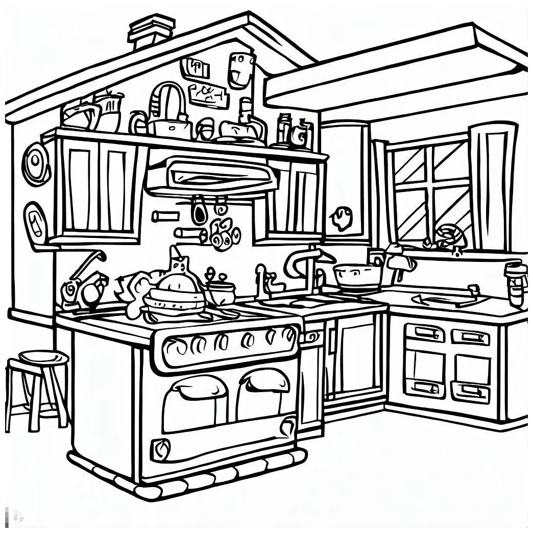 My House Kitchen Coloring Pages : Coloring for Kids – Smart, Creative