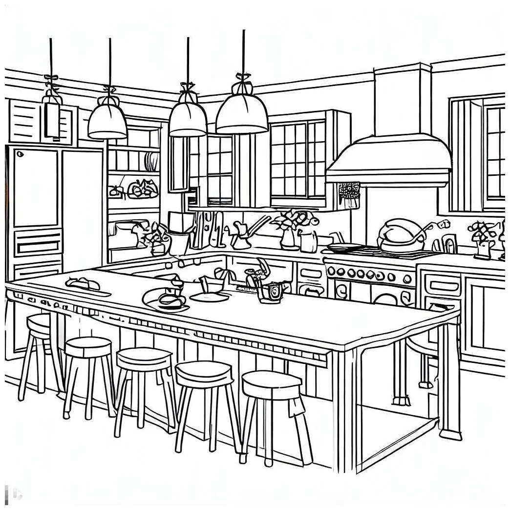 Designing kitchen 3 coloring pages coloring for kids smart