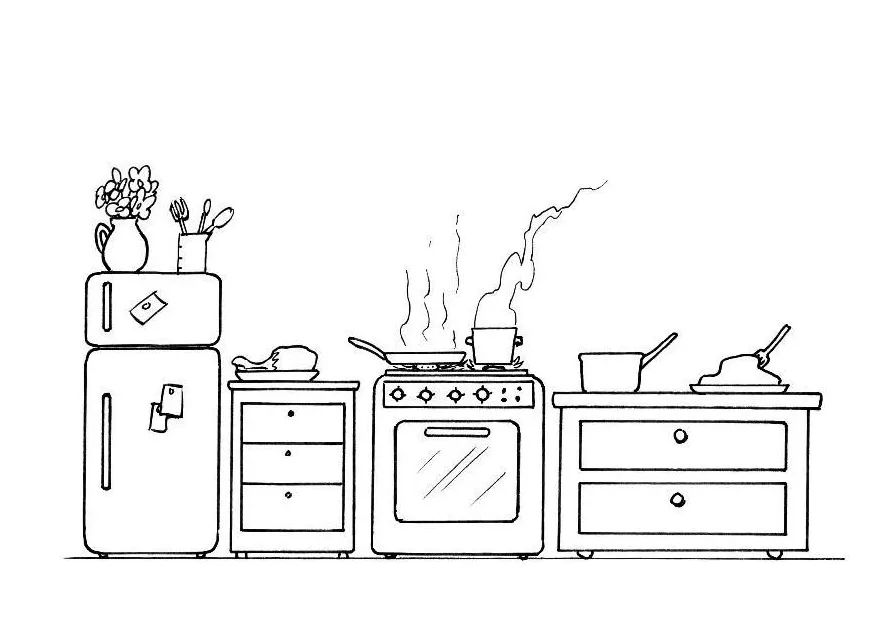 Coloring page kitchen free printables img 21337