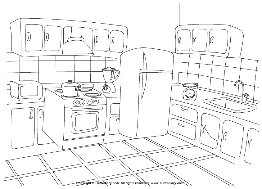 Kitchen coloring sheet turtle diary