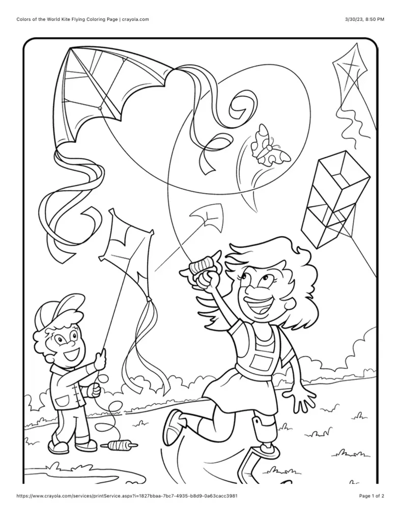 Kite coloring page pdf