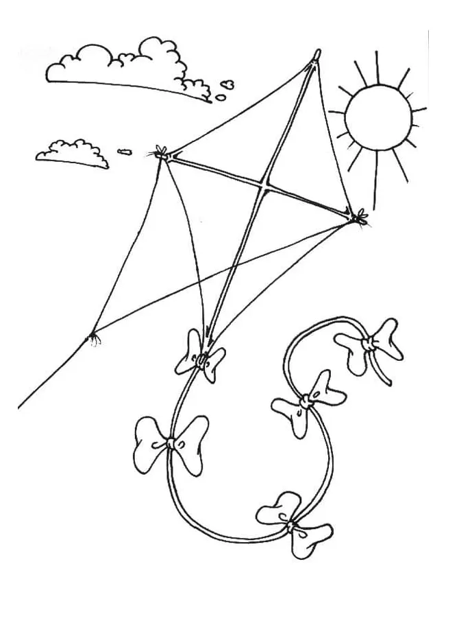 Flying a kite coloring page download, print or color online for free